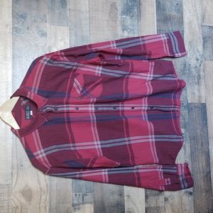 Caliville Maroon Deep Red Plaid Flannel Button Down Long Sleeve shirt Sz Large